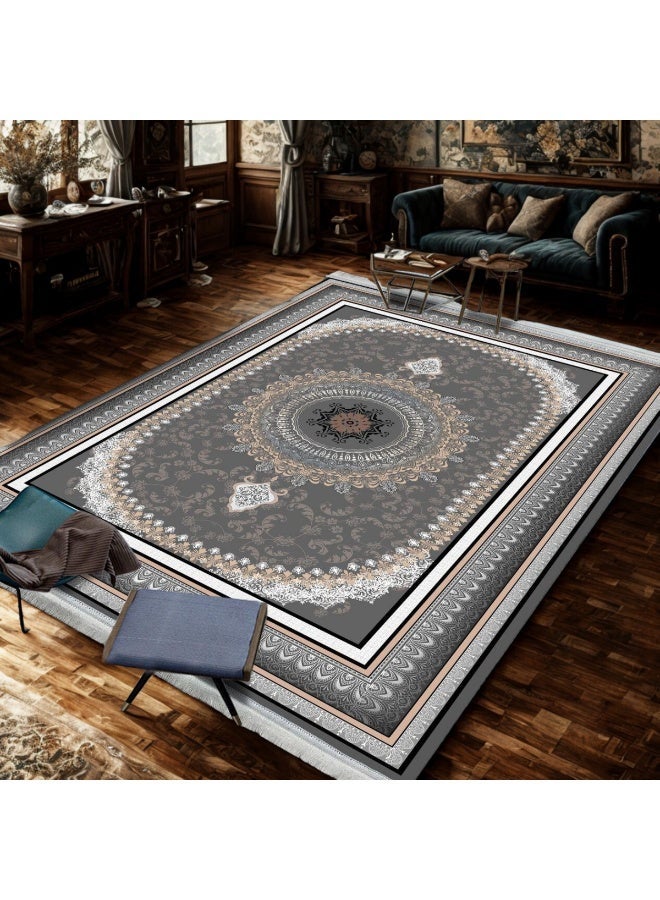 SMART HOME Large padded floor mat with a soft velvet surface and non-slip backing - Living room rug - Majlis rug - Lounge rug - Luxurious decorative rug - Elegant rug with modern patterns for living rooms and majlis - Size 350x250 cm - Suitable for everyday use and entertaining - Image 5